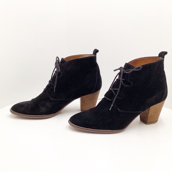 Madewell Shoes - {Madewell} Black Suede Lace-Up Ankle Booties